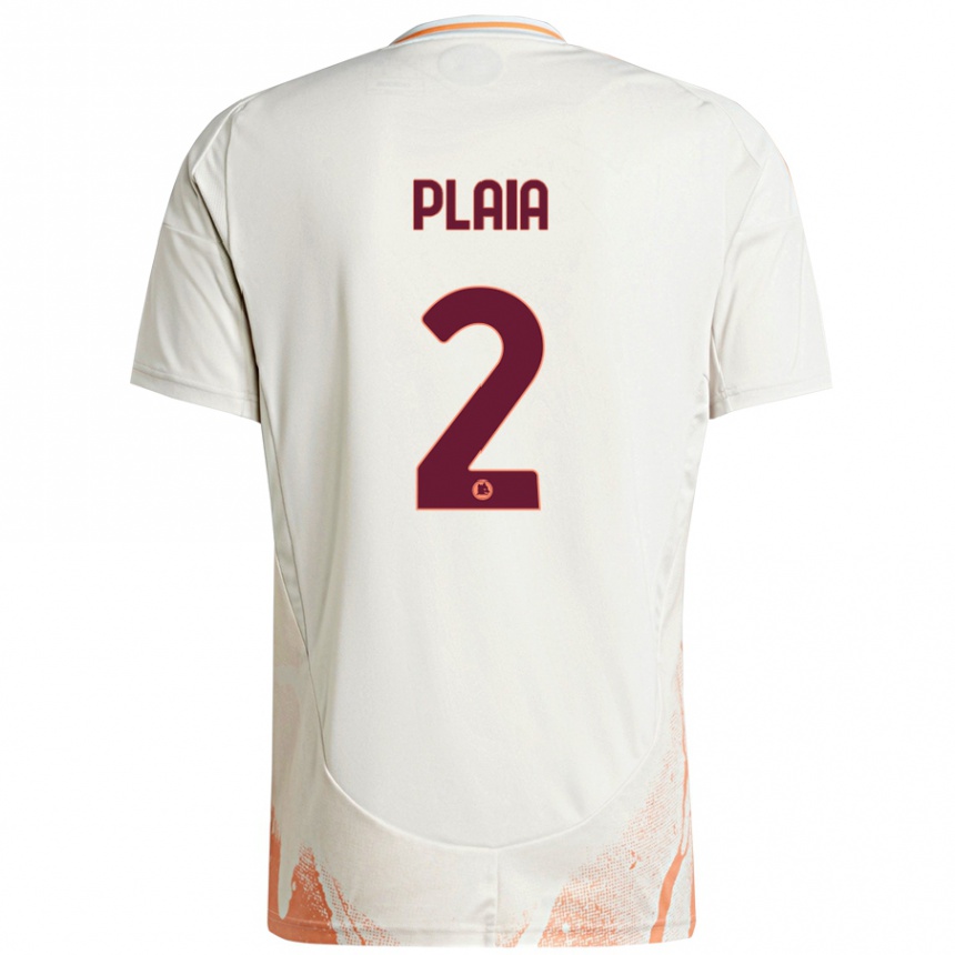 Kids Football Matteo Plaia #2 Cream White Orange Away Jersey 2024/25 T-Shirt