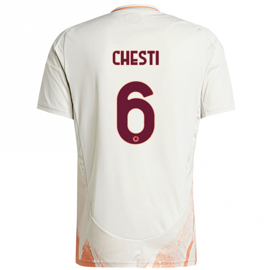 Kids Football Francesco Chesti #6 Cream White Orange Away Jersey 2024/25 T-Shirt