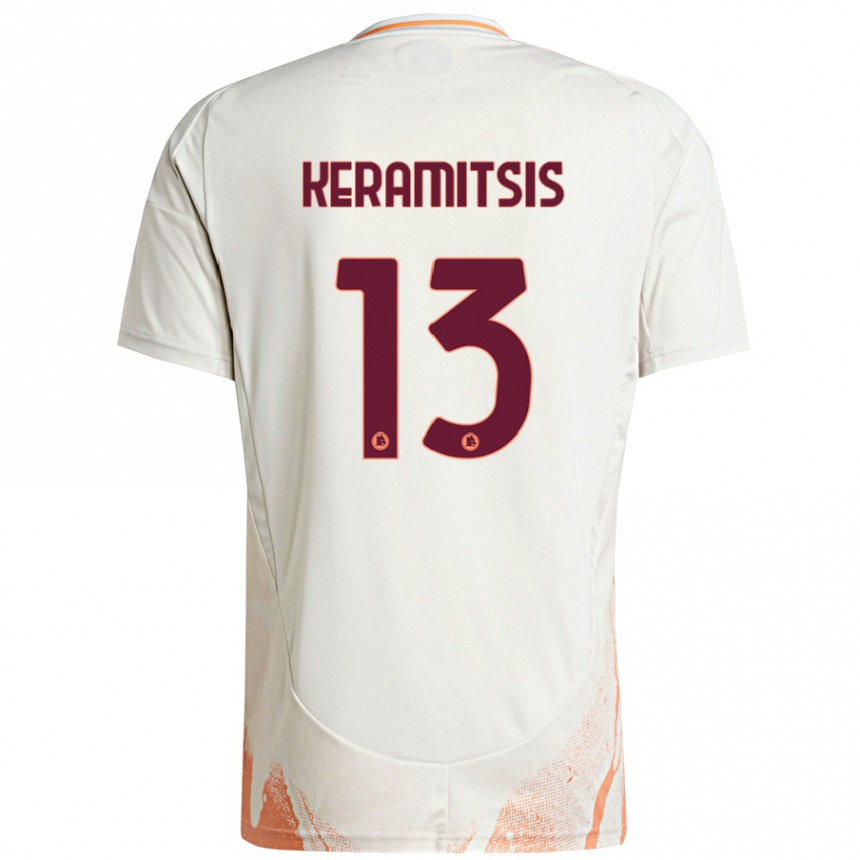 Kids Football Dimitrios Keramitsis #13 Cream White Orange Away Jersey 2024/25 T-Shirt