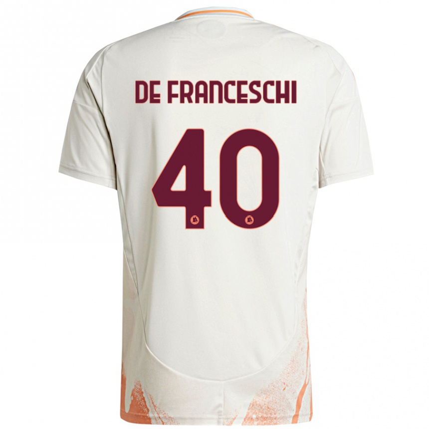 Kids Football Leonardo De Franceschi #40 Cream White Orange Away Jersey 2024/25 T-Shirt