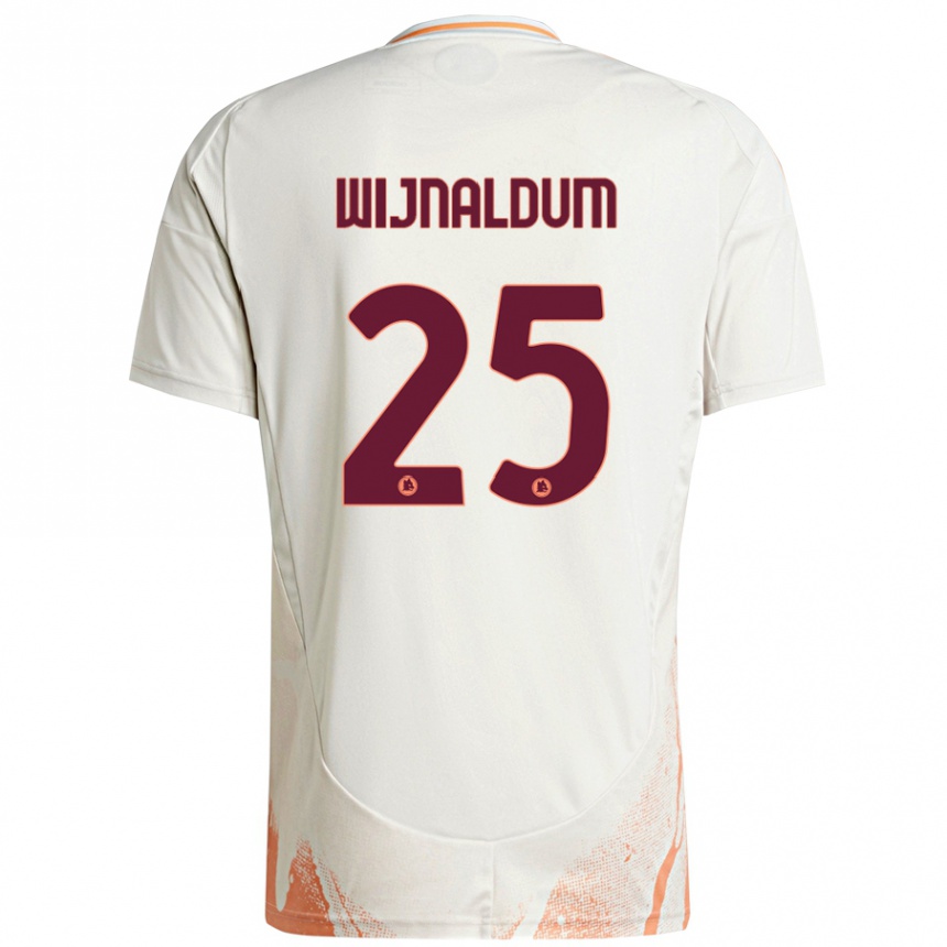 Kids Football Georginio Wijnaldum #25 Cream White Orange Away Jersey 2024/25 T-Shirt