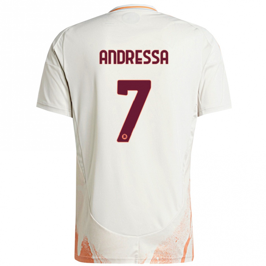 Kids Football Andressa #7 Cream White Orange Away Jersey 2024/25 T-Shirt