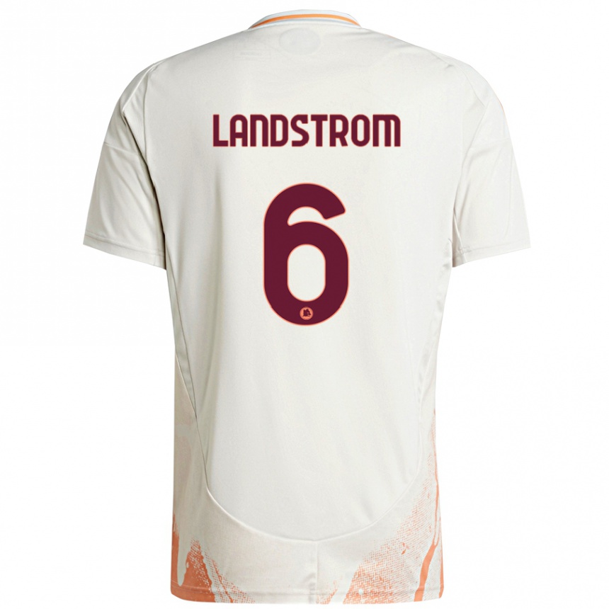 Kids Football Elin Landstrom #6 Cream White Orange Away Jersey 2024/25 T-Shirt