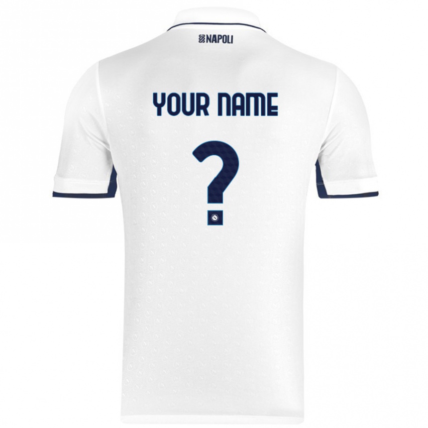 Kids Football Your Name #0 White Royal Blue Away Jersey 2024/25 T-Shirt