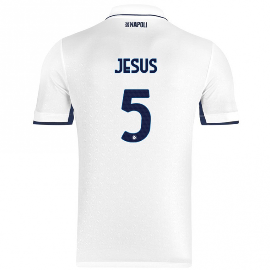 Kids Football Juan Jesus #5 White Royal Blue Away Jersey 2024/25 T-Shirt