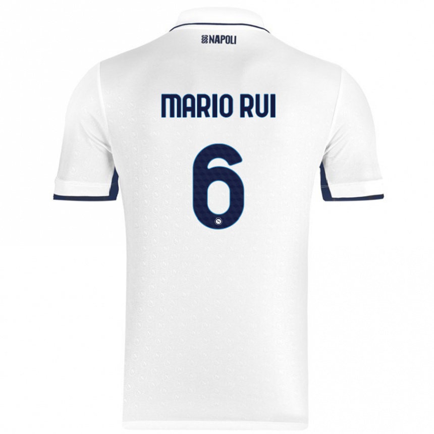 Kids Football Mario Rui #6 White Royal Blue Away Jersey 2024/25 T-Shirt