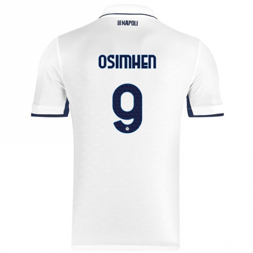 Kids Football Victor Osimhen #9 White Royal Blue Away Jersey 2024/25 T-Shirt