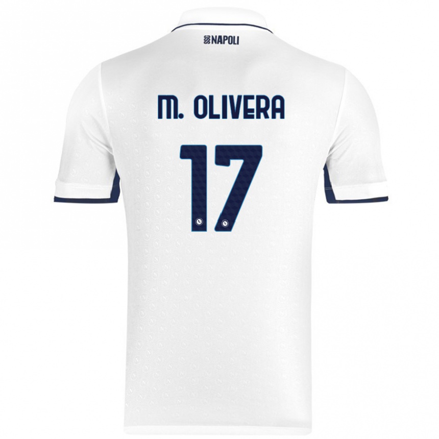 Kids Football Mathias Olivera #17 White Royal Blue Away Jersey 2024/25 T-Shirt