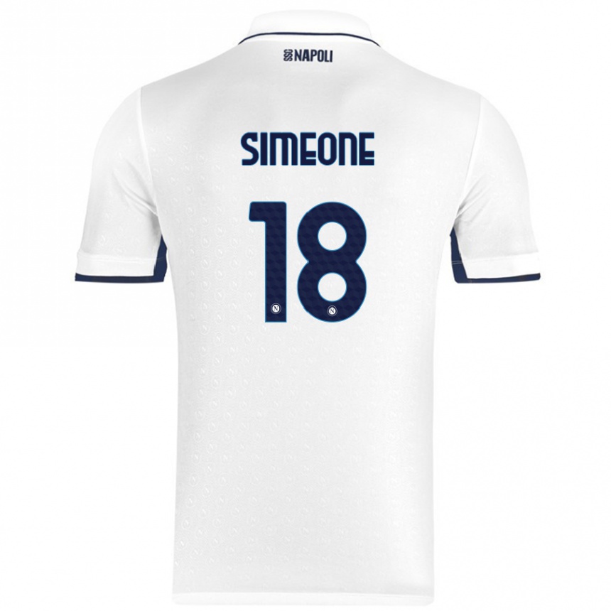 Kids Football Giovanni Simeone #18 White Royal Blue Away Jersey 2024/25 T-Shirt