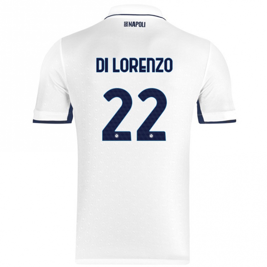 Kids Football Giovanni Di Lorenzo #22 White Royal Blue Away Jersey 2024/25 T-Shirt