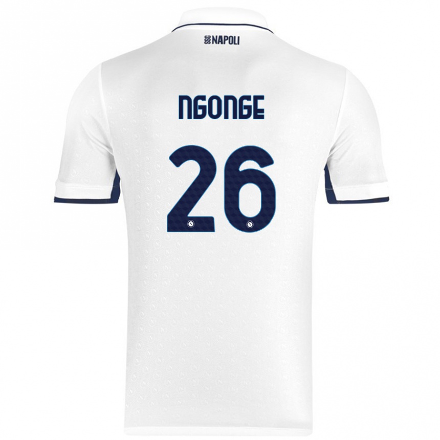 Kids Football Cyril Ngonge #26 White Royal Blue Away Jersey 2024/25 T-Shirt