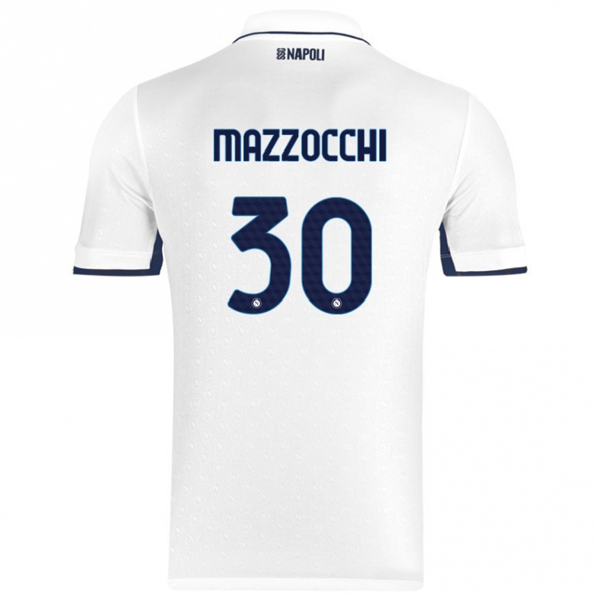 Kids Football Pasquale Mazzocchi #30 White Royal Blue Away Jersey 2024/25 T-Shirt