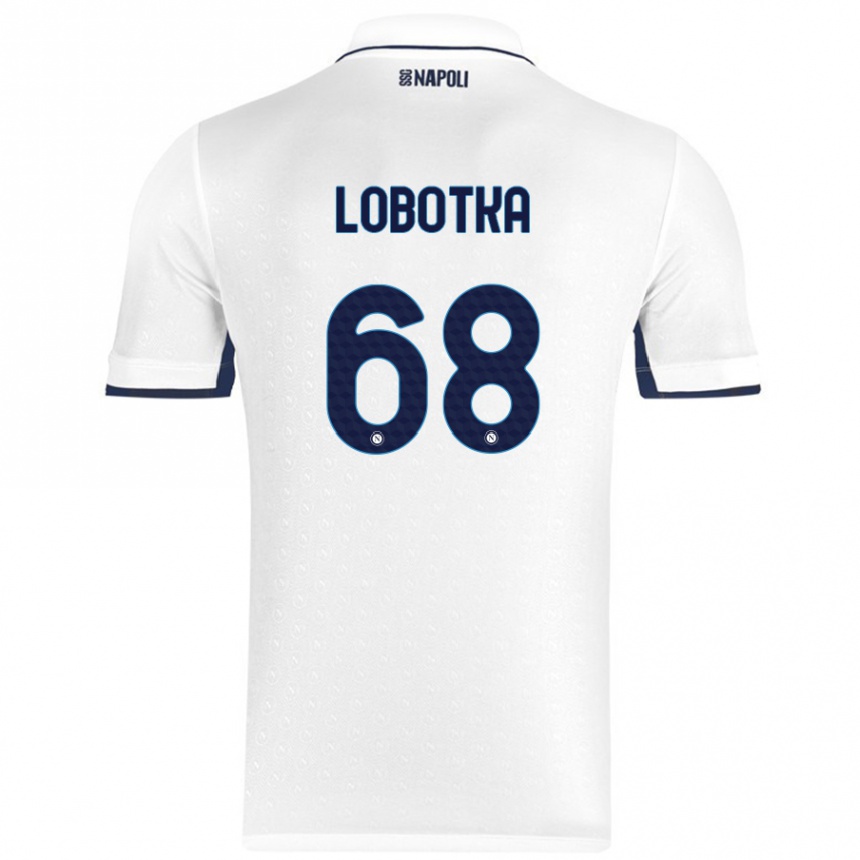 Kids Football Stanislav Lobotka #68 White Royal Blue Away Jersey 2024/25 T-Shirt