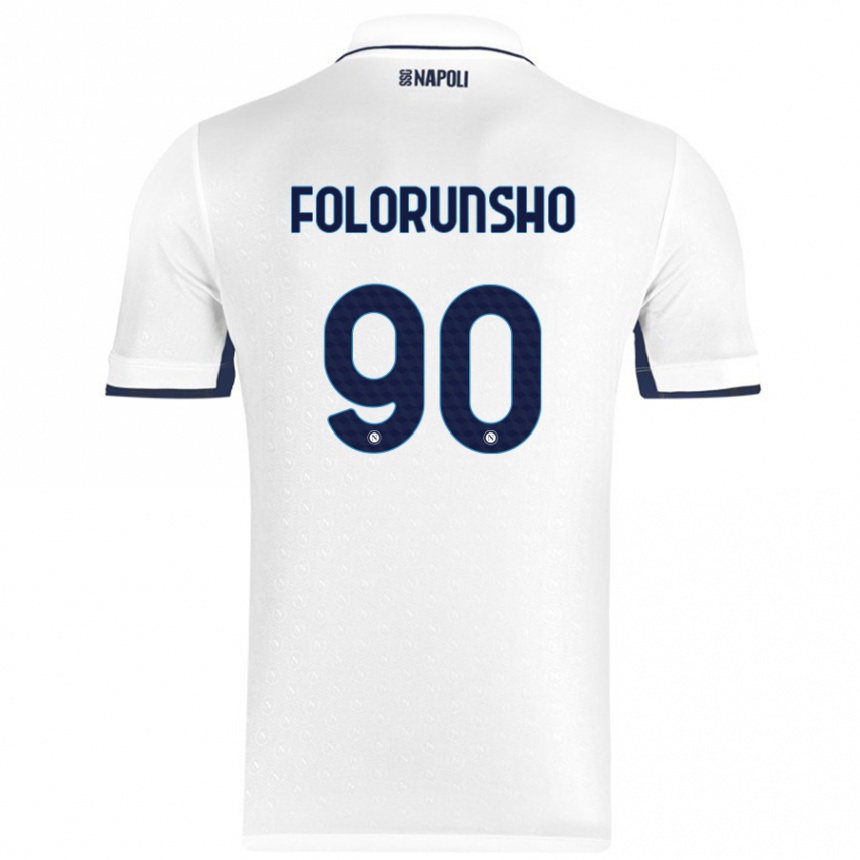 Kids Football Michael Folorunsho #90 White Royal Blue Away Jersey 2024/25 T-Shirt