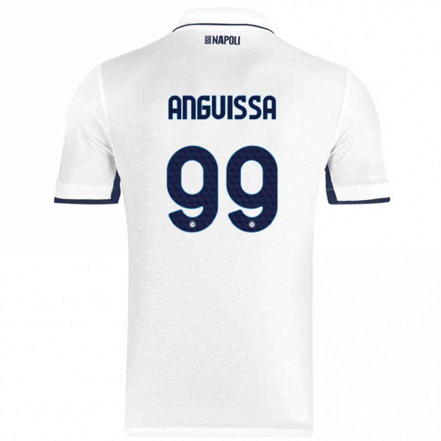 Kids Football Andre Zambo Anguissa #99 White Royal Blue Away Jersey 2024/25 T-Shirt