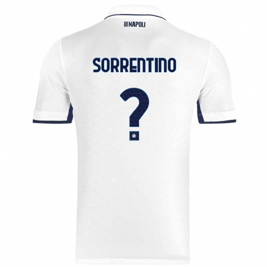 Kids Football Andrea Sorrentino #0 White Royal Blue Away Jersey 2024/25 T-Shirt