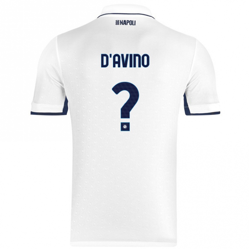 Kids Football Luigi D'avino #0 White Royal Blue Away Jersey 2024/25 T-Shirt