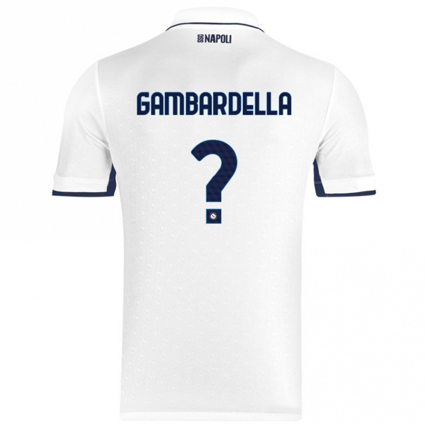 Kids Football Vittorio Gambardella #0 White Royal Blue Away Jersey 2024/25 T-Shirt