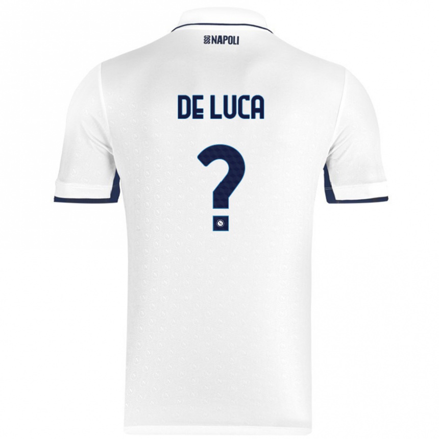 Kids Football Alfonso De Luca #0 White Royal Blue Away Jersey 2024/25 T-Shirt