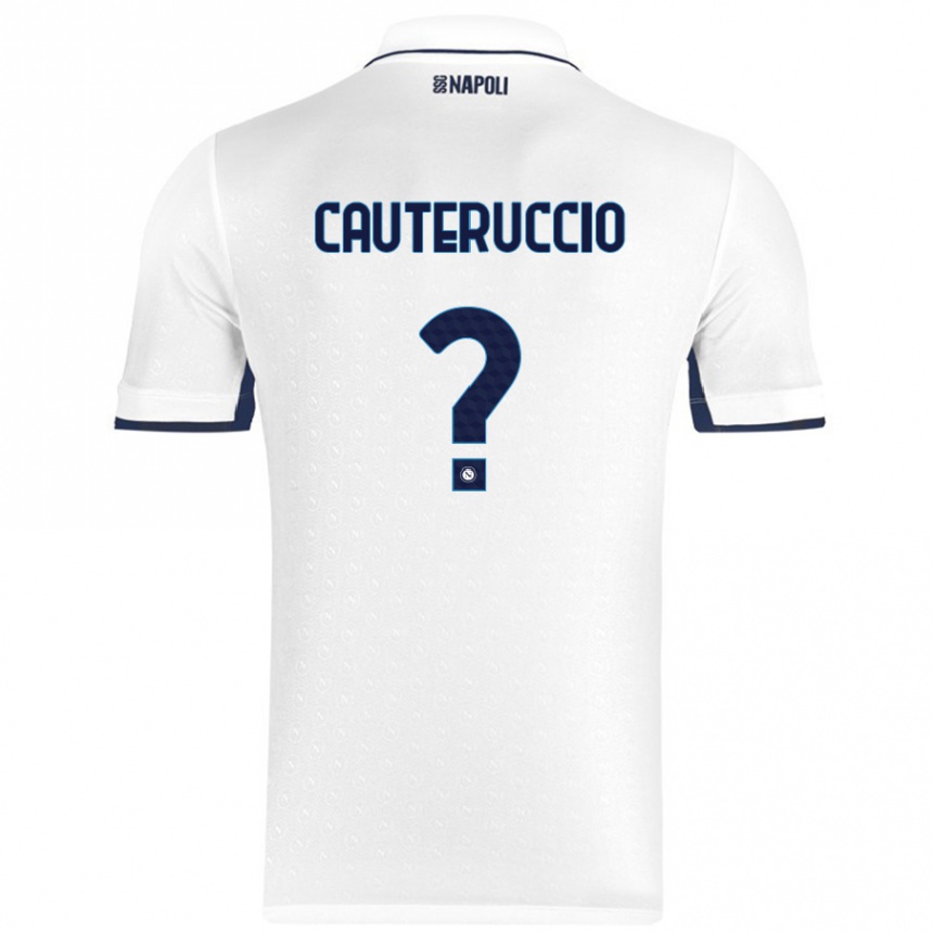 Kids Football Walter Cauteruccio #0 White Royal Blue Away Jersey 2024/25 T-Shirt