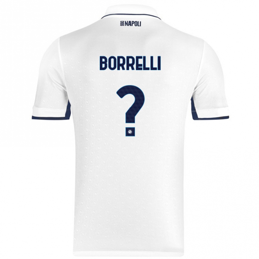 Kids Football Ciro Borrelli #0 White Royal Blue Away Jersey 2024/25 T-Shirt