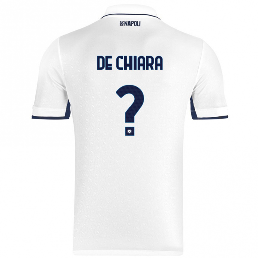 Kids Football Emmanuele De Chiara #0 White Royal Blue Away Jersey 2024/25 T-Shirt