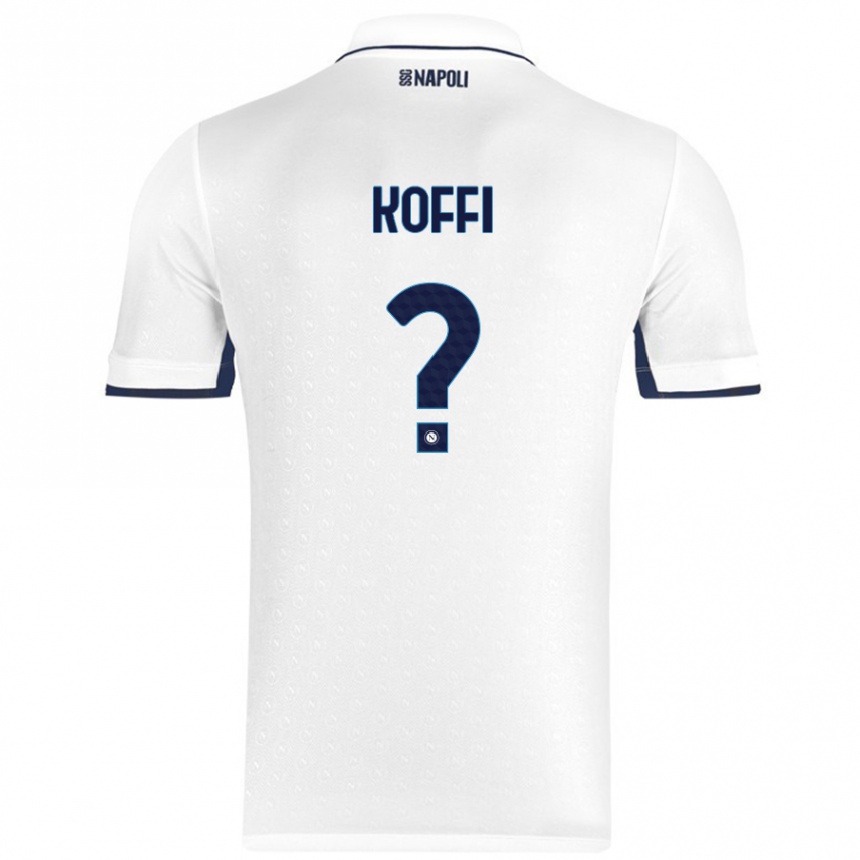 Kids Football Cedrick Koffi #0 White Royal Blue Away Jersey 2024/25 T-Shirt