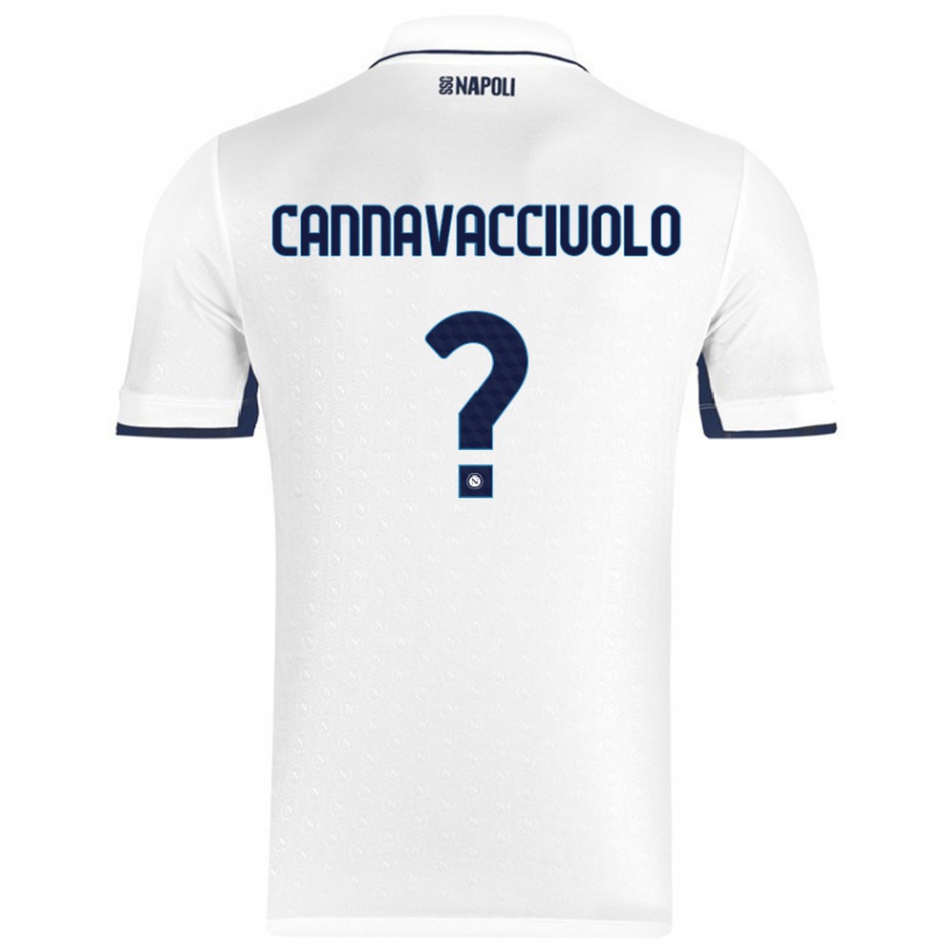 Kids Football Luigi Pio Cannavacciuolo #0 White Royal Blue Away Jersey 2024/25 T-Shirt