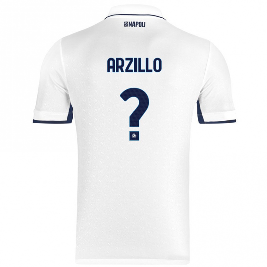 Kids Football Antonino Arzillo #0 White Royal Blue Away Jersey 2024/25 T-Shirt