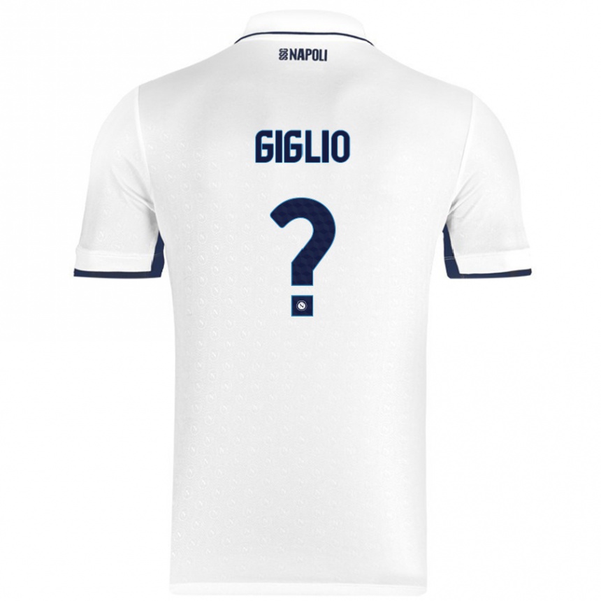 Kids Football Angelo Giglio #0 White Royal Blue Away Jersey 2024/25 T-Shirt