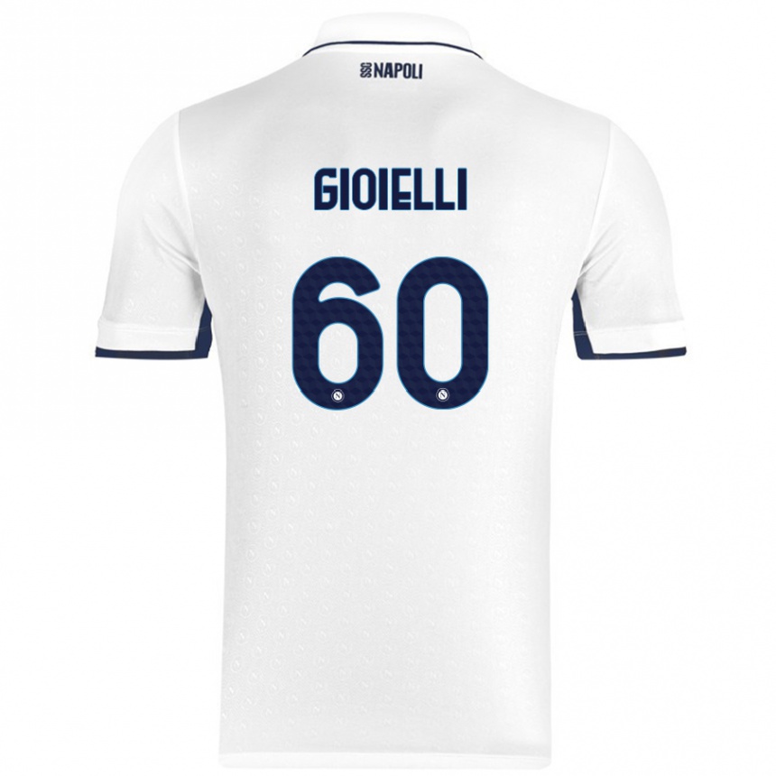 Kids Football Francesco Gioielli #60 White Royal Blue Away Jersey 2024/25 T-Shirt