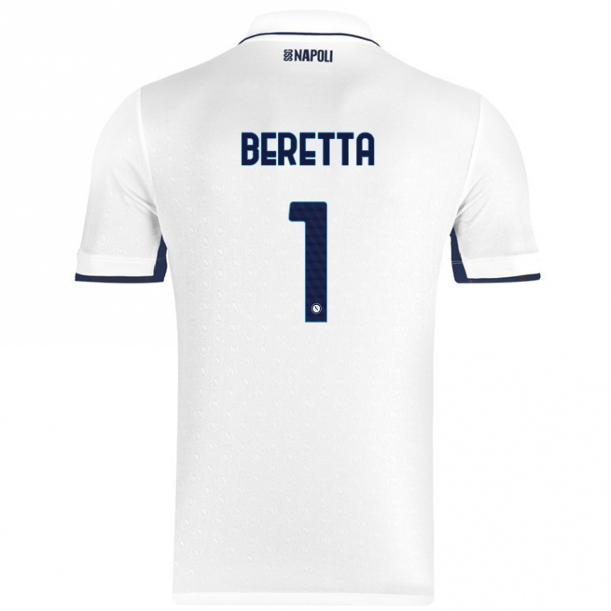 Kids Football Beatrice Beretta #1 White Royal Blue Away Jersey 2024/25 T-Shirt