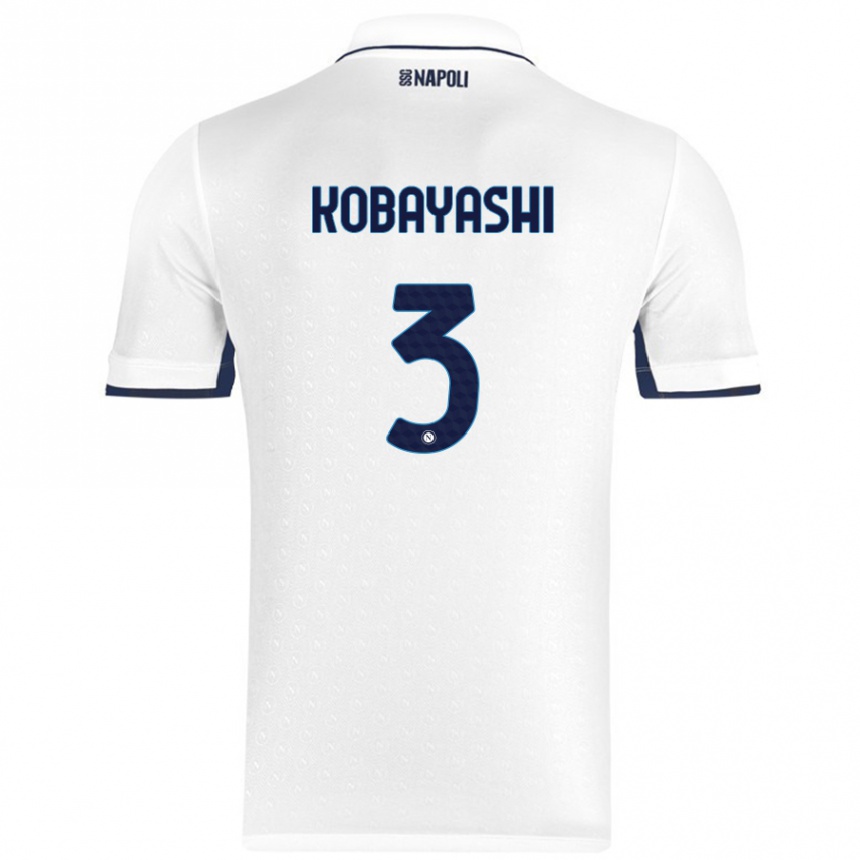 Kids Football Miharu Kobayashi #3 White Royal Blue Away Jersey 2024/25 T-Shirt