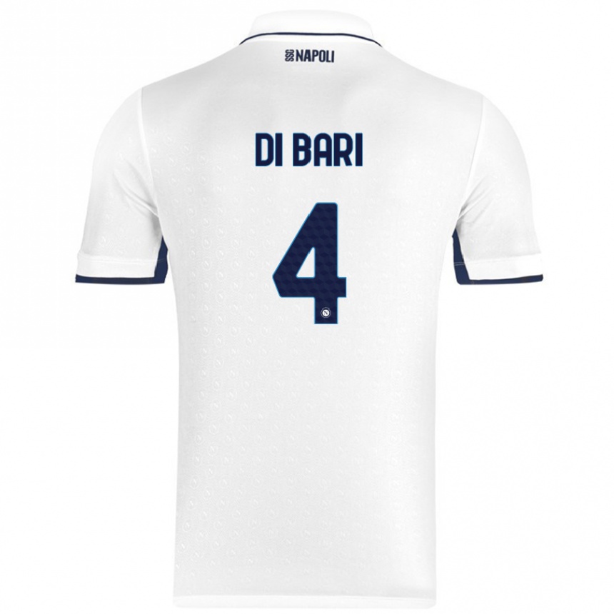 Kids Football Martina Di Bari #4 White Royal Blue Away Jersey 2024/25 T-Shirt