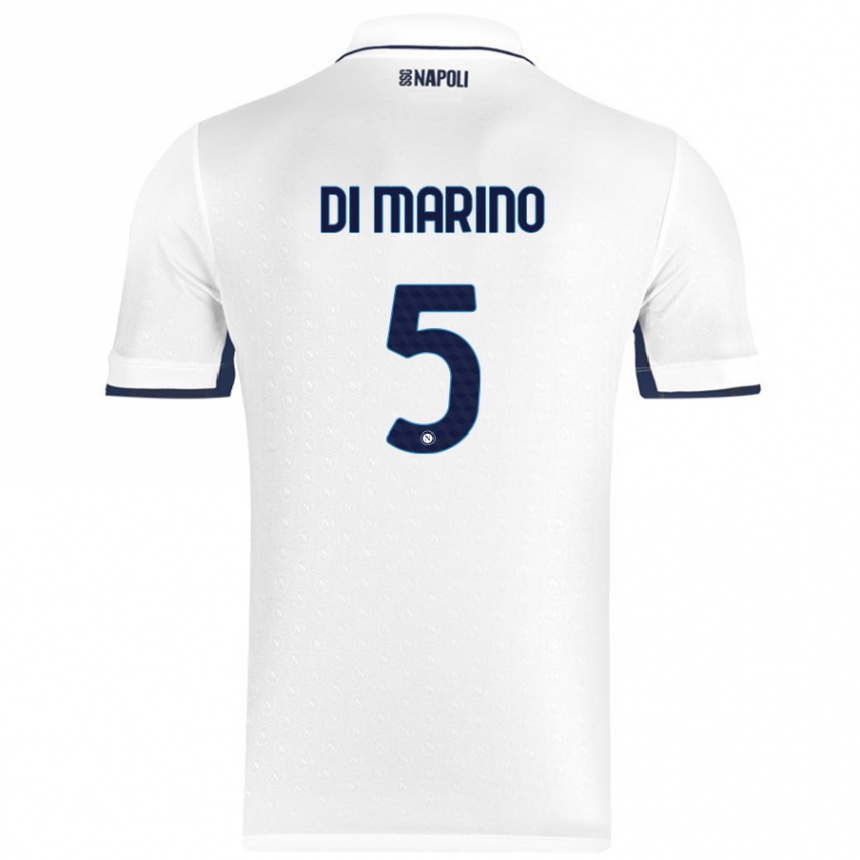 Kids Football Paola Di Marino #5 White Royal Blue Away Jersey 2024/25 T-Shirt