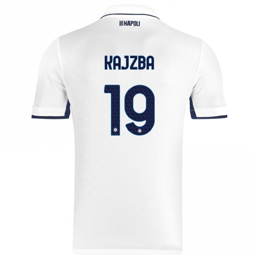 Kids Football Nina Kajzba #19 White Royal Blue Away Jersey 2024/25 T-Shirt