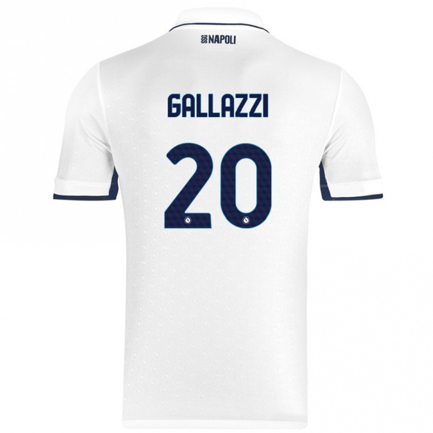 Kids Football Valentina Gallazzi #20 White Royal Blue Away Jersey 2024/25 T-Shirt