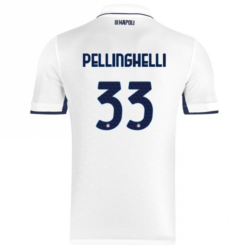 Kids Football Alice Pellinghelli #33 White Royal Blue Away Jersey 2024/25 T-Shirt