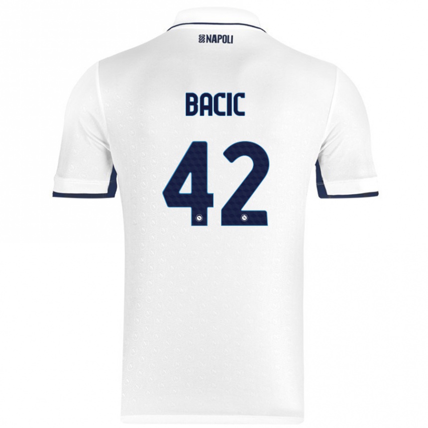 Kids Football Doris Bačić #42 White Royal Blue Away Jersey 2024/25 T-Shirt