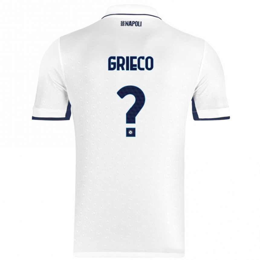 Kids Football Alessandro Grieco #0 White Royal Blue Away Jersey 2024/25 T-Shirt