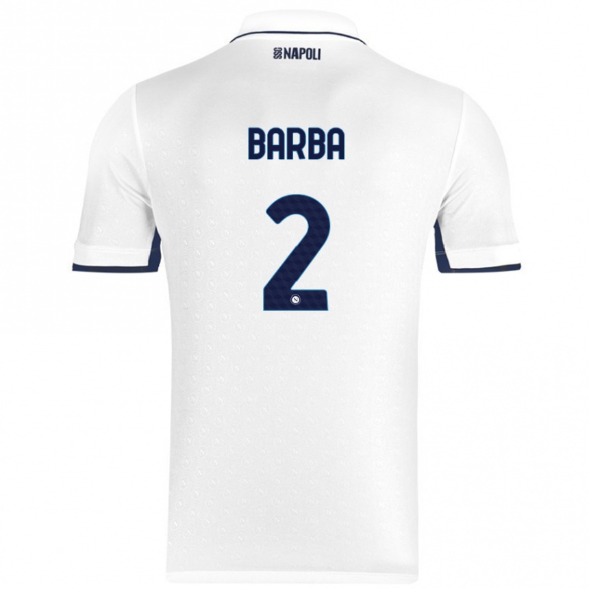 Kids Football Benedetto Barba #2 White Royal Blue Away Jersey 2024/25 T-Shirt