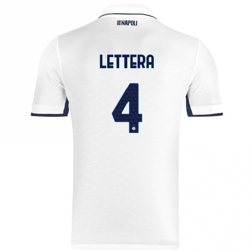 Kids Football Alessio Lettera #4 White Royal Blue Away Jersey 2024/25 T-Shirt