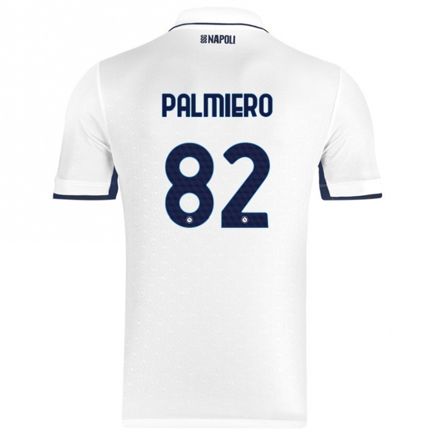 Kids Football Luca Palmiero #82 White Royal Blue Away Jersey 2024/25 T-Shirt