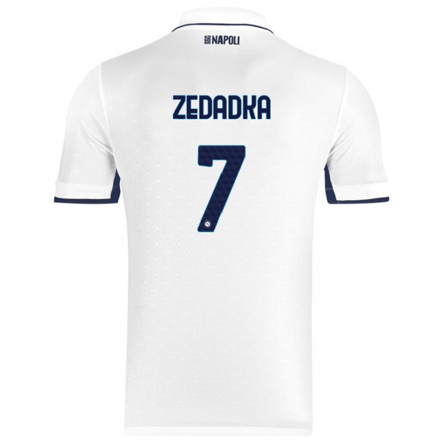 Kids Football Karim Zedadka #7 White Royal Blue Away Jersey 2024/25 T-Shirt