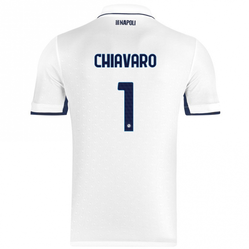 Kids Football Kelly Chiavaro #1 White Royal Blue Away Jersey 2024/25 T-Shirt