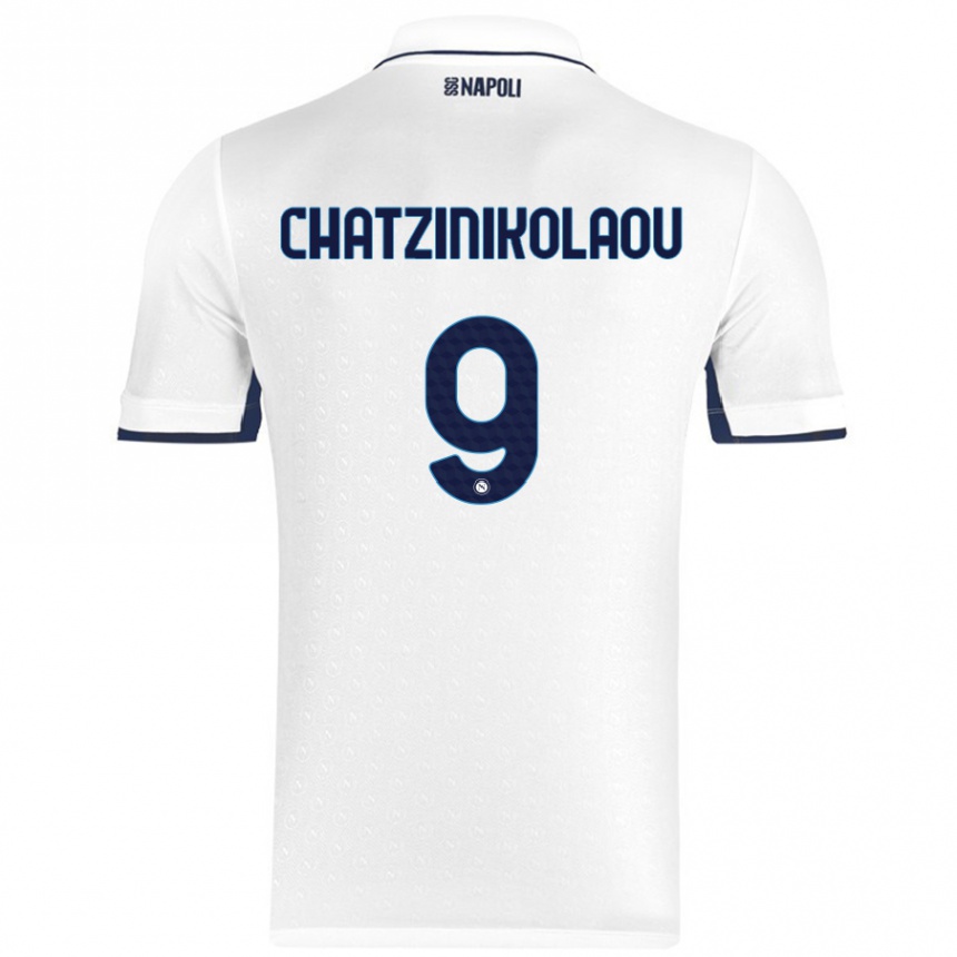 Kids Football Despoina Chatzinikolaou #9 White Royal Blue Away Jersey 2024/25 T-Shirt