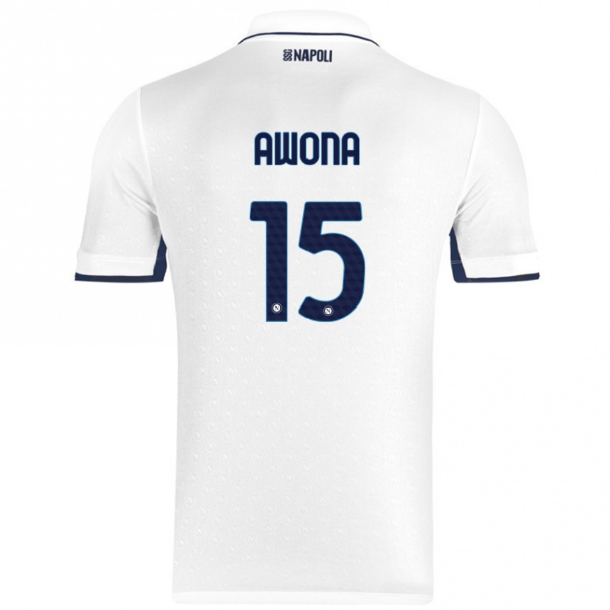 Kids Football Aurelle Awona #15 White Royal Blue Away Jersey 2024/25 T-Shirt