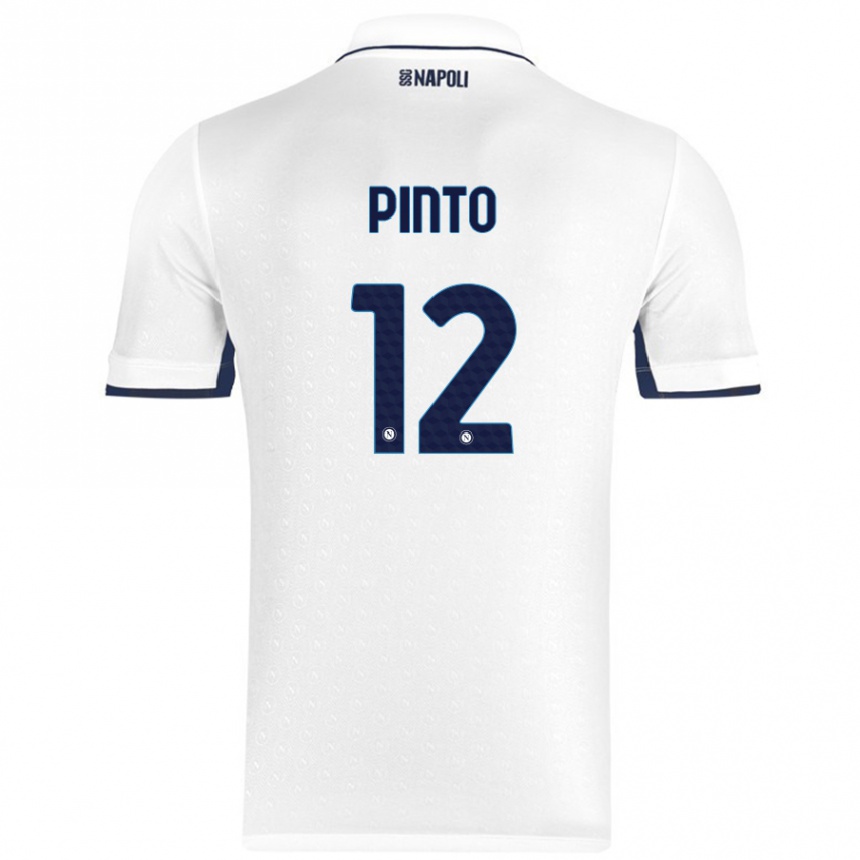 Kids Football Ciro Pinto #12 White Royal Blue Away Jersey 2024/25 T-Shirt