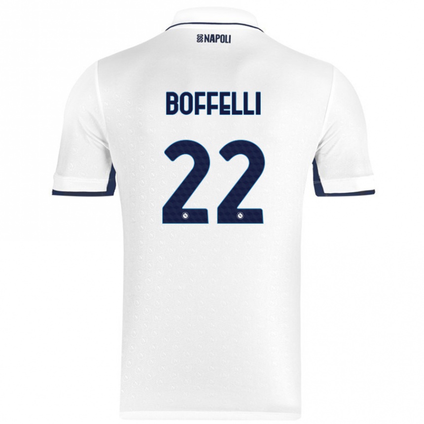 Kids Football Valerio Boffelli #22 White Royal Blue Away Jersey 2024/25 T-Shirt