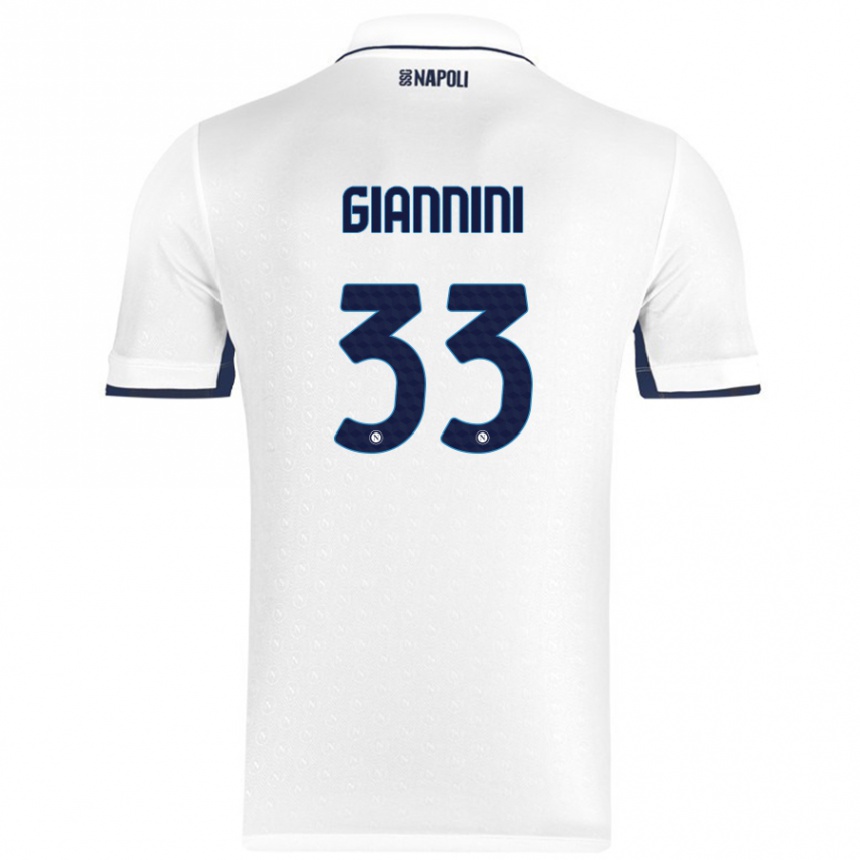 Kids Football Enrico Giannini #33 White Royal Blue Away Jersey 2024/25 T-Shirt